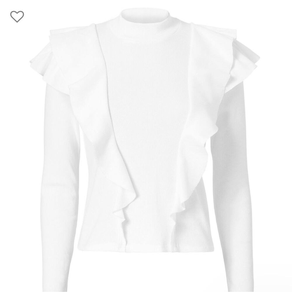 Veronica Beard | Ruffle Ribbed Knit Sweater Top Size S - Picture 4 of 14